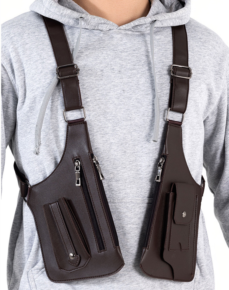 Vintage Leather Underarm Anti-theft Harness With zipper