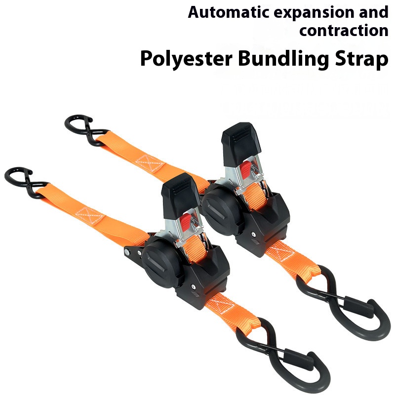 Retractable Ratchet Straps (1,209lb Break Strength) - Heavy Duty Auto Self Retracting Tie Down Straps for Truck, Cargo Trailer, Motorcycle